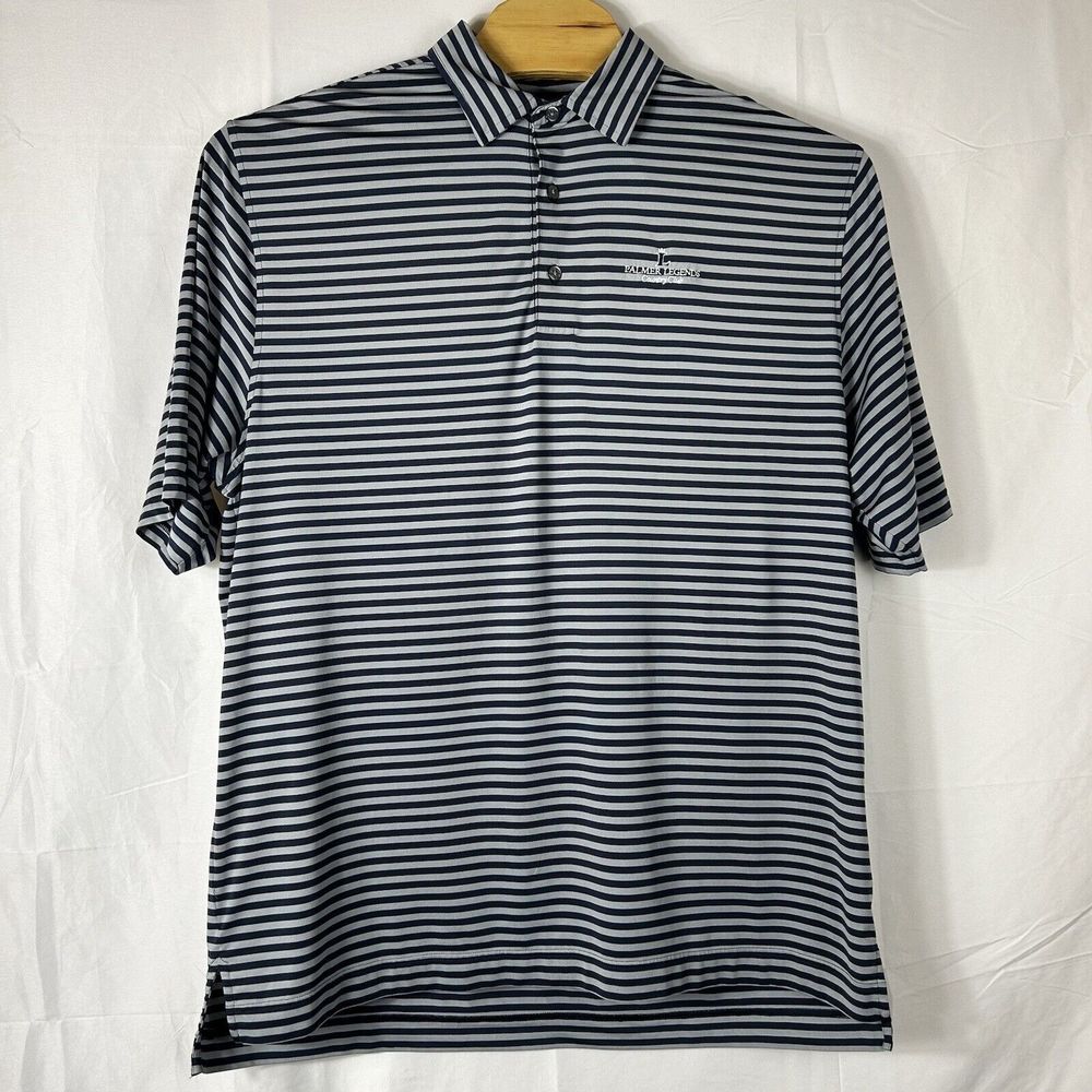 Footjoy FJ Mens Gray Blue Striped Short Sleeve Polo Size XXLarge Stretch Golf‎